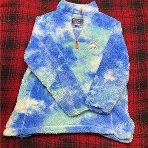 Puppie Love Quarter Zip Blue Tie Dye Sherpa Pullover
